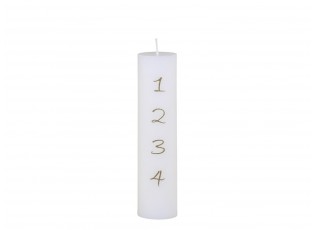 Bílá adventní svíčka s čísly 1- 4 Advent Candle - Ø 5*20cm / 48h