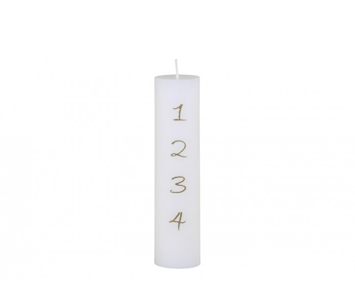 Bílá adventní svíčka s čísly 1- 4 Advent Candle - Ø 5*20cm / 48h