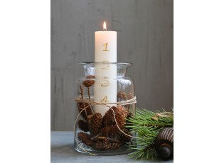 Bílá adventní svíčka s čísly 1- 4 Advent Candle - Ø 5*20cm / 48h
