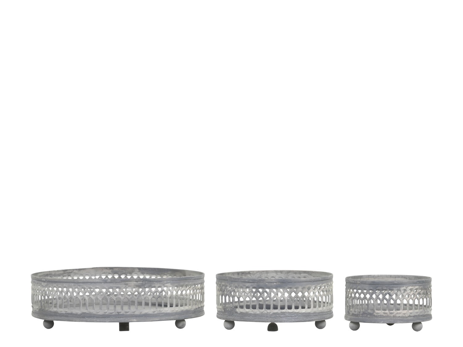 Set 3ks zinkový antik kovový svícen Lace - Ø 8*5/ Ø 10*5/ Ø 15*5 cm