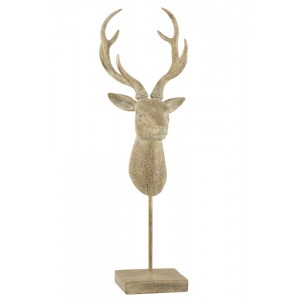 Hnědá antik dekorace Jelen na noze - 16*16*62 cm