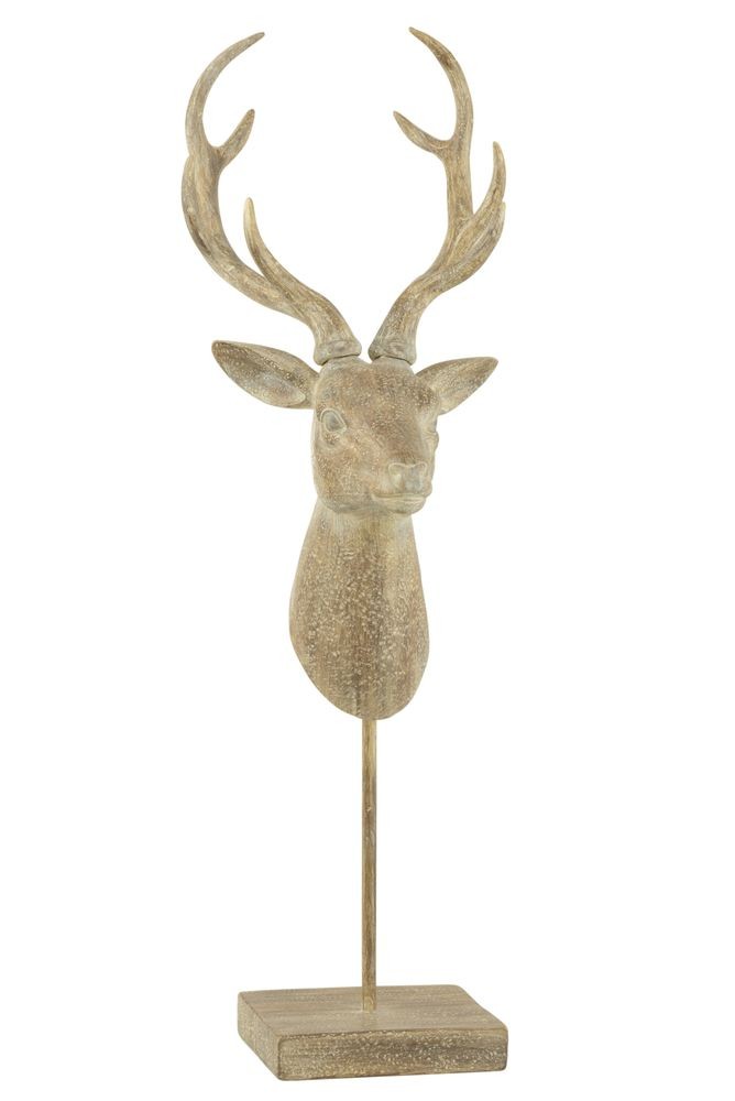 Hnědá antik dekorace Jelen na noze - 16*16*62 cm
