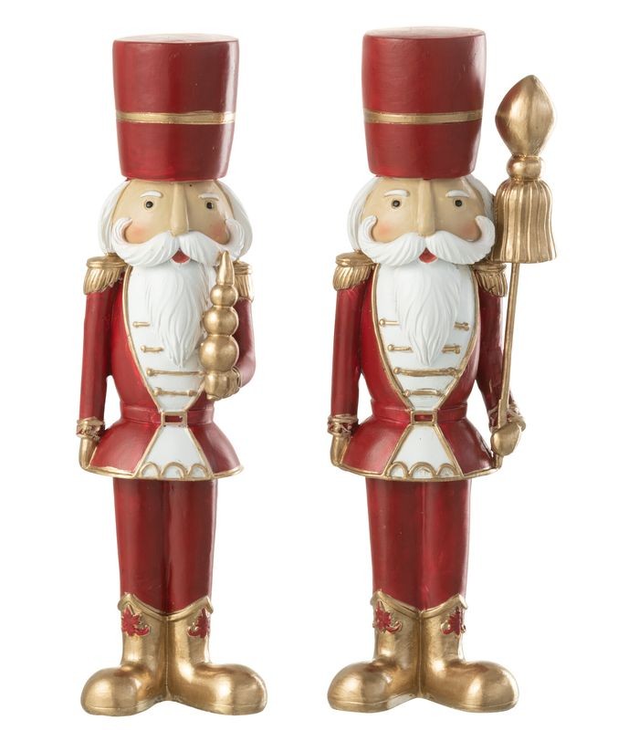 2ks červená vánoční dekorační soška Louskáček - 7*5*26 cm 35078