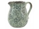 Zelený dekorační džbán s modrými květy Minty - 16*13*15 cm