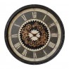 Černé antik nástěnné hodiny s ozubenými kolečky - Ø 76*8 cm / 3*AABarva: černá antikMateriál: poly/ skloHmotnost: 4,75 kg