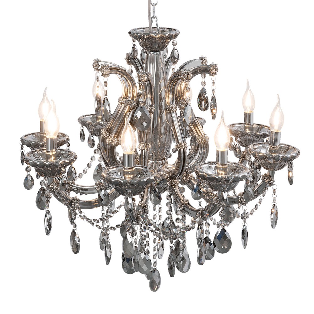 Velký stříbrný křišťálový lustr Marshal - Ø 70x60/185 cm E14/max 8x40W