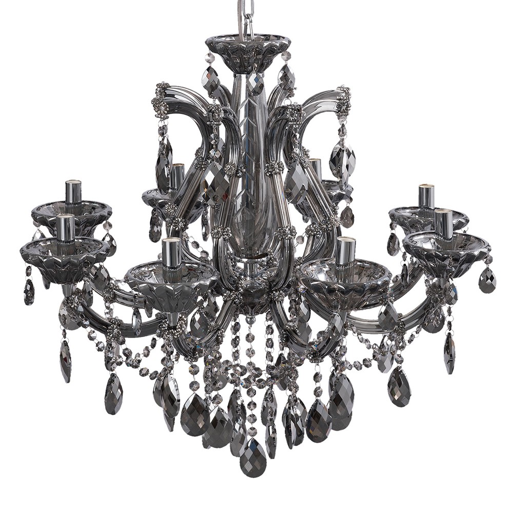 Velký stříbrný křišťálový lustr Marshal - Ø 70x60/185 cm E14/max 8x40W
