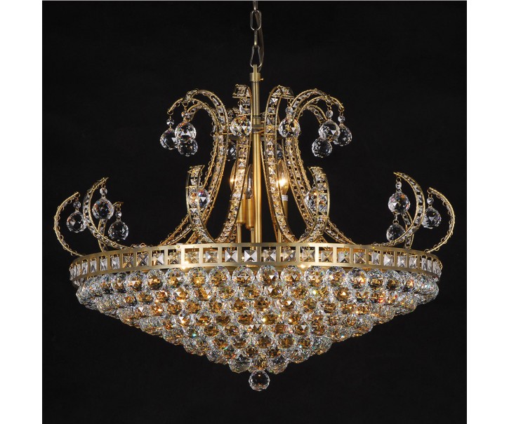 Zlatý křišťálový lustr Luka - Ø 80x60/182 cm E14/max 15x40W Clayre & Eef