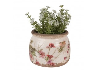 Béžový keramický obal na květináč s květy Lilie S - Ø 12*10 cm