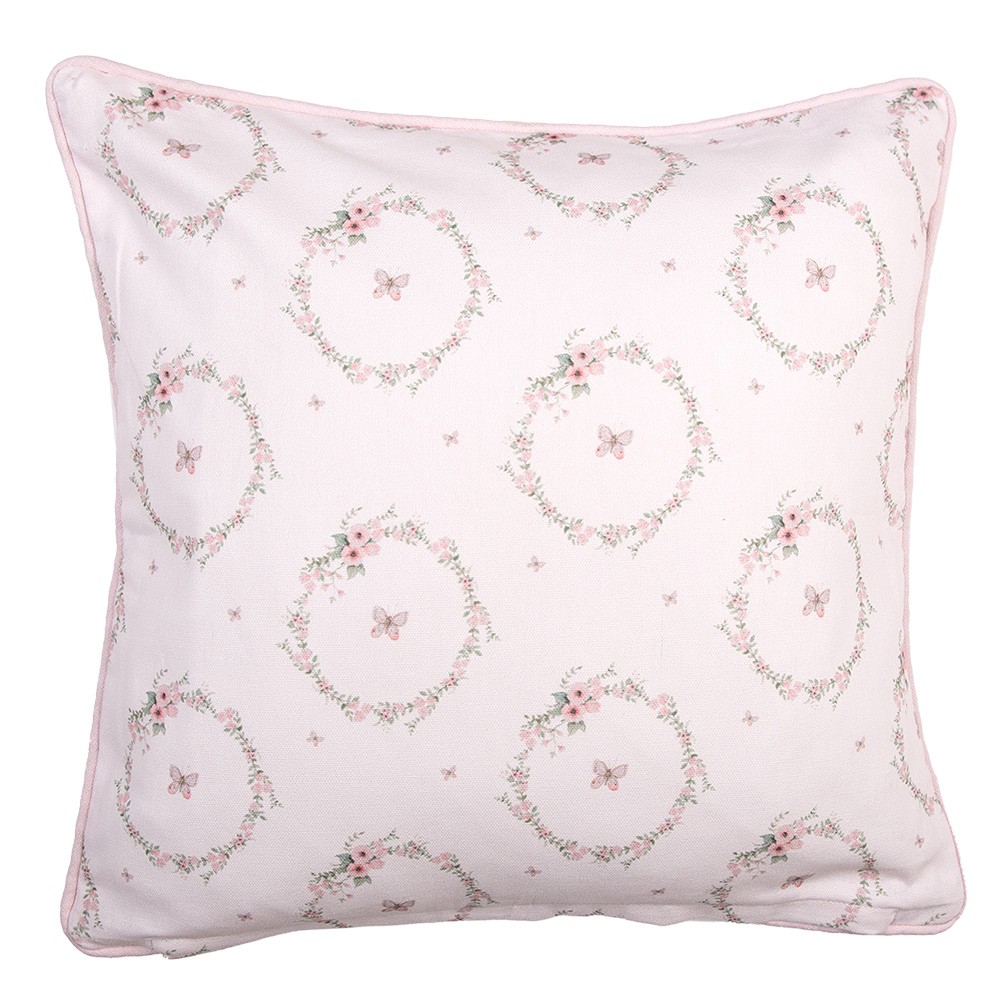 Růžový bavlněný povlak na polštář s králíčkem Floral Easter Bunny - 40*40 cm