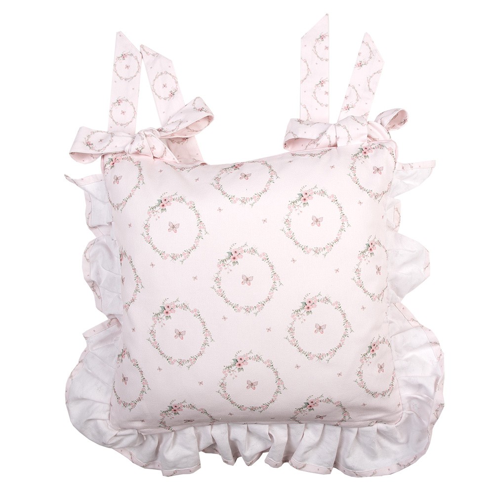 Růžový bavlněný povlak na sedák s králíčkem Floral Easter Bunny - 40*40 cm