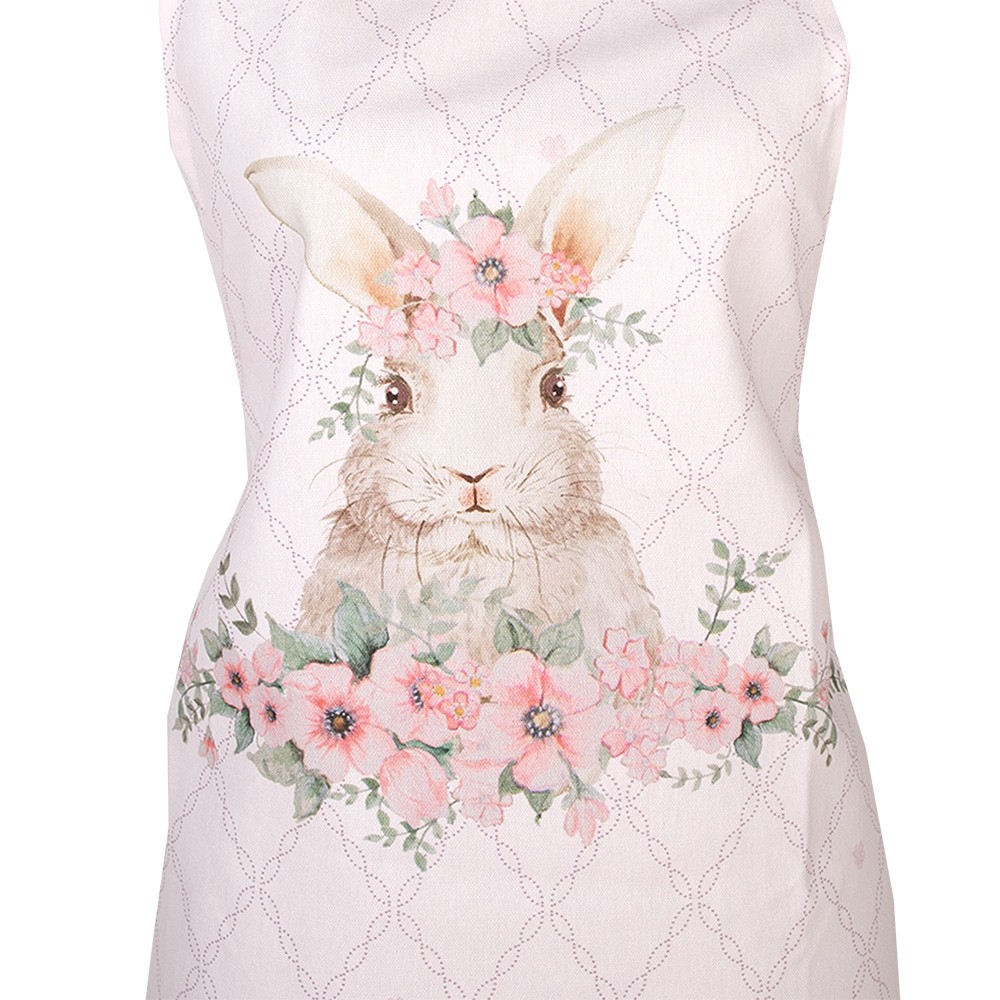 Růžová bavlněná zástěra s králíčkem Floral Easter Bunny - 70*85 cm