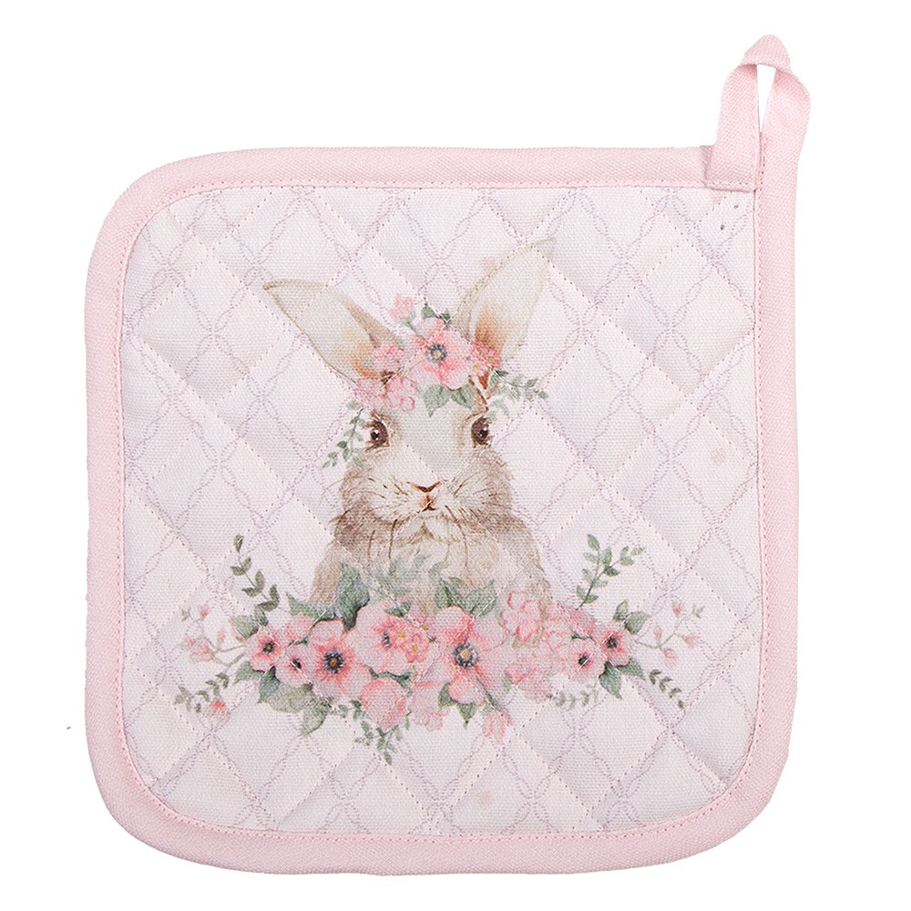 Levně Bavlněná chňapka - podložka s králíčkem Floral Easter Bunny - 20*20 cm FEB45-1