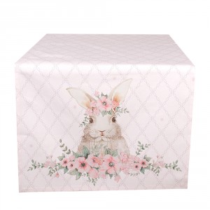 Růžový bavlněný běhoun s králíčkem Floral Easter Bunny - 50*140 cm