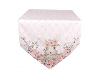 Růžový bavlněný běhoun s králíčkem Floral Easter Bunny - 50*160 cm