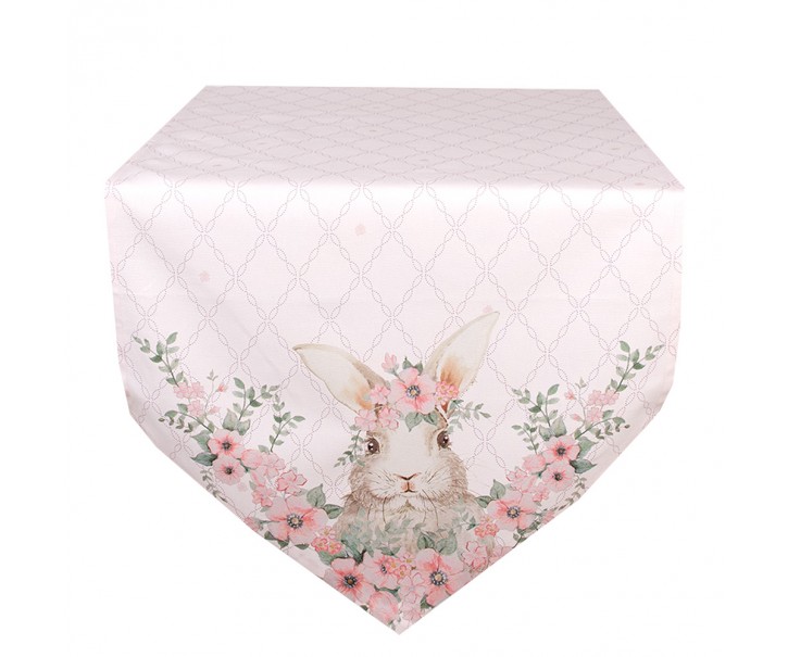 Růžový bavlněný běhoun s králíčkem Floral Easter Bunny - 50*160 cm