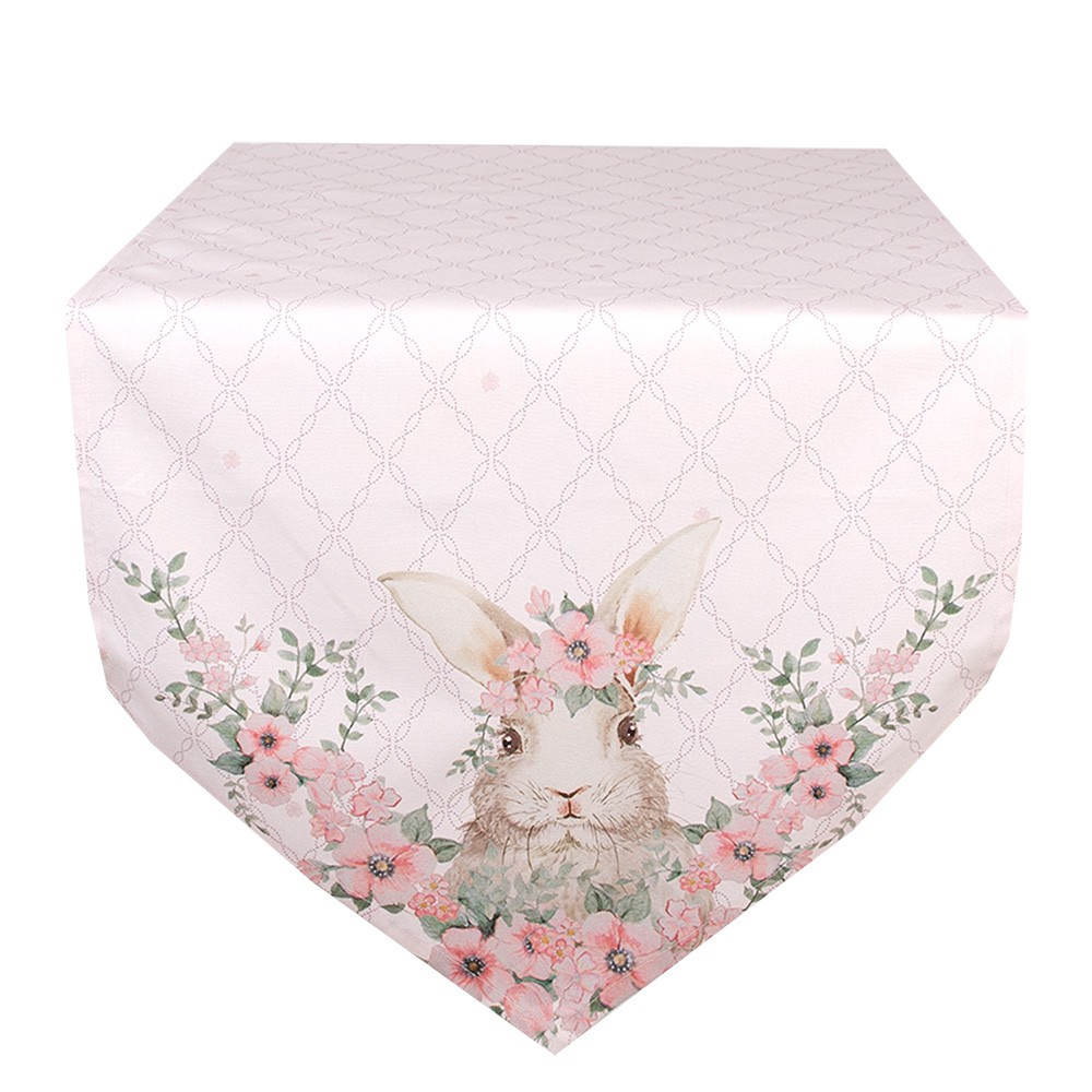 Růžový bavlněný běhoun s králíčkem Floral Easter Bunny - 50*160 cm