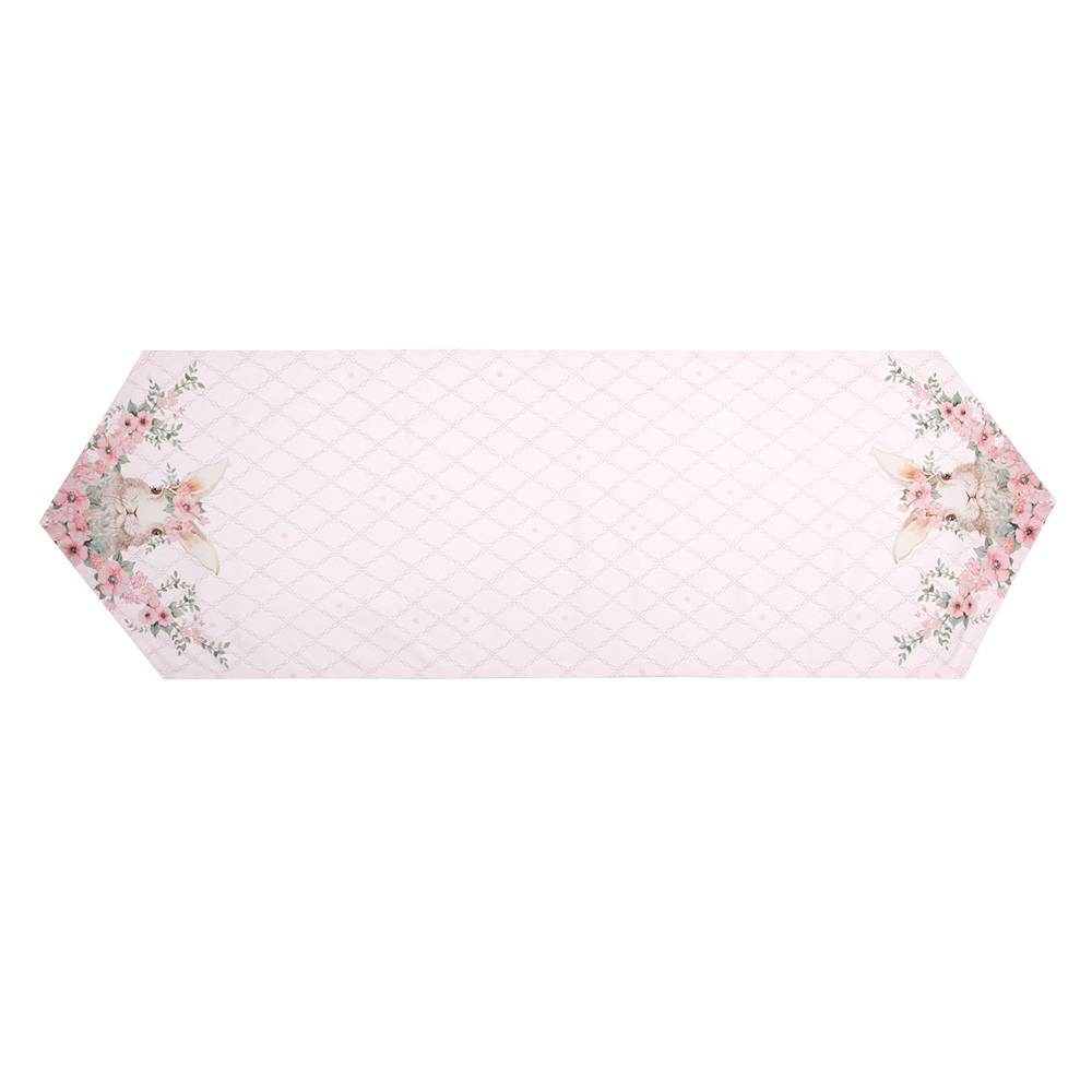 Růžový bavlněný běhoun s králíčkem Floral Easter Bunny - 50*160 cm