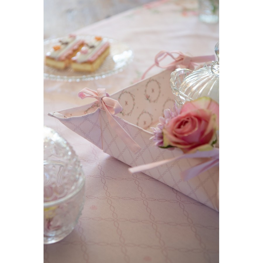 Růžový bavlněný košík na pečivo s králíčkem Floral Easter Bunny - 35*35*8 cm