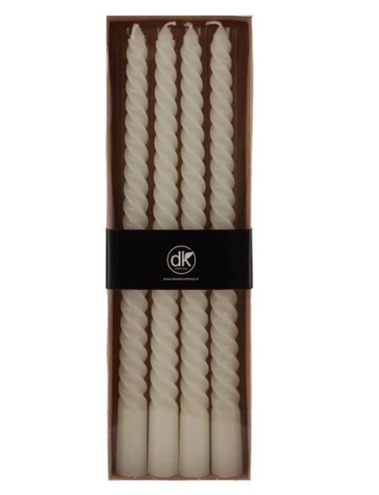 Set 4ks krémová úzká kroucená svíčka Twist ivoor - Ø 1.8*30cm  daan kromhout