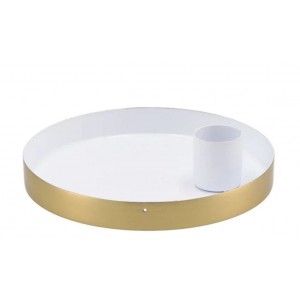 Bílo - zlatý kovový svícen Marrakech white - Ø 12*3 cm