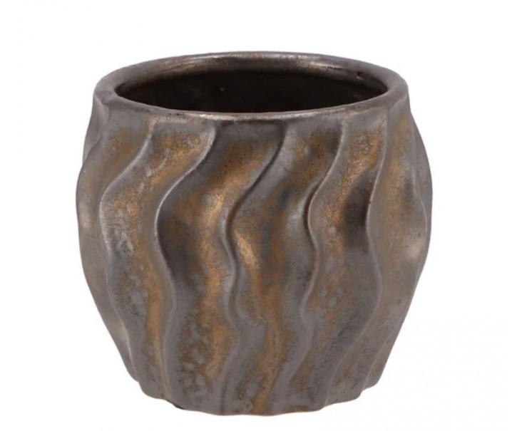 Bronzový antik keramický obal na květináč Karbala - 13*11cm
