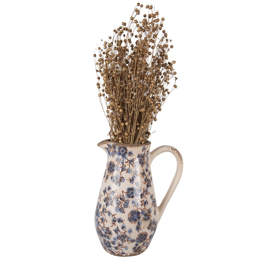 Dekorativní keramický džbán s modrými květy Blusia - 17*13*22 cm