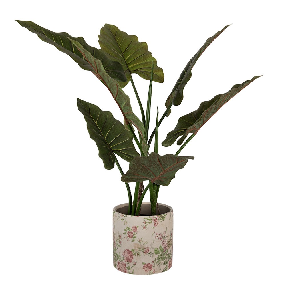 Béžový keramický obal na květináč s růžemi Rosalina L - Ø 17*16 cm