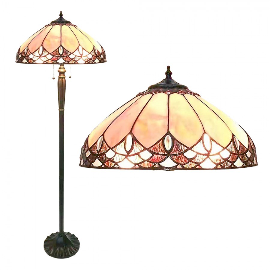 Béžová stojací Tiffany lampa Franciette  - Ø 50*157 cm E27/max 2*60W Clayre & Eef