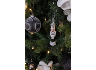 Bílá antik vánoční závěsná dekorace soška Louskáček - 3*3*13 cm