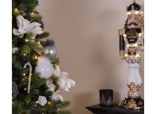 Černo-zlatá vánoční dekorace socha Louskáček s Led světýlky - 21*20*67 cm