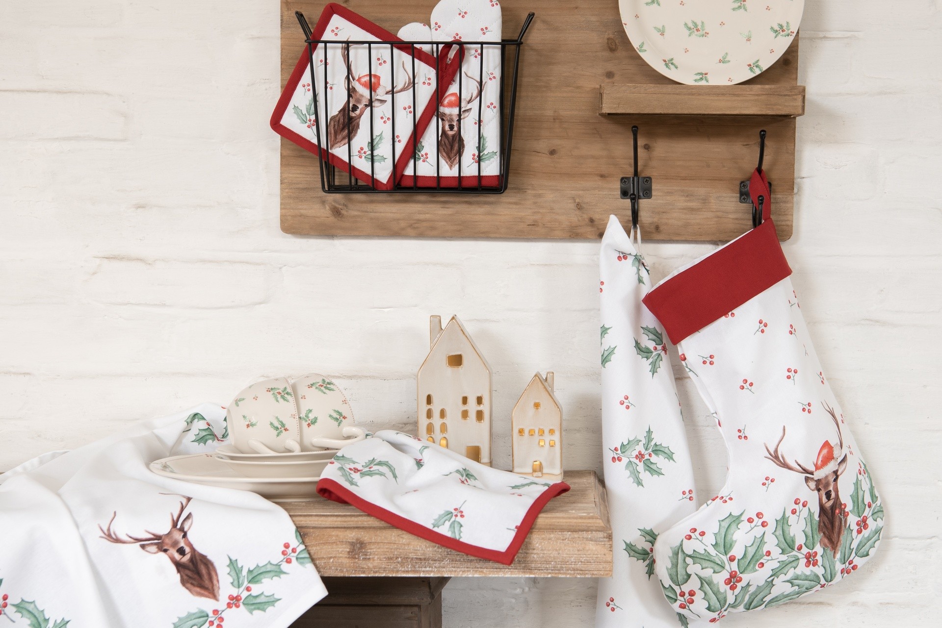 Bavlněná utěrka Holly Christmas - 50*70 cm