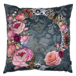 Zelený ručně vyrobený polštář s květy v koruně Crown - 45*45*10cm