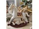 Šedá vánoční dekorace houpací koník s dárky - 18*4*18 cm