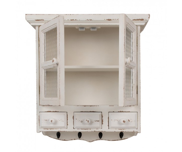 Béžová antik nástěnná dřevěná skříňka Franci - 56*23*61 cm