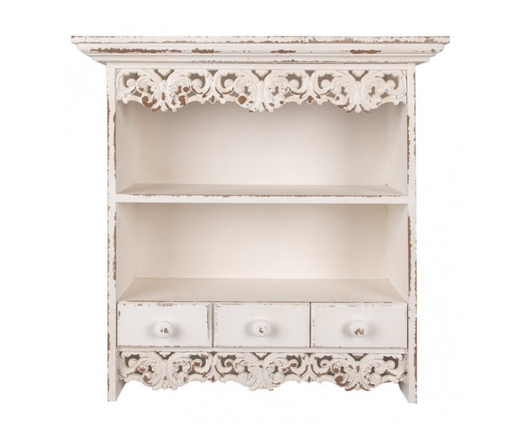 Béžová nástěnná dřevěná skříňka s ornamenty Gilli - 56*23*58 cm