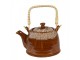 Hnědobílá porcelánová konvička na čaj - 14*12*12 cm / 0,75L