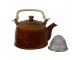 Hnědožlutá porcelánová konvička na čaj - 14*12*12 cm / 0,75L