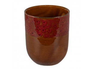 Hnědočervený keramický kalíšek na čaj - ∅ 7*8 cm / 0,15L