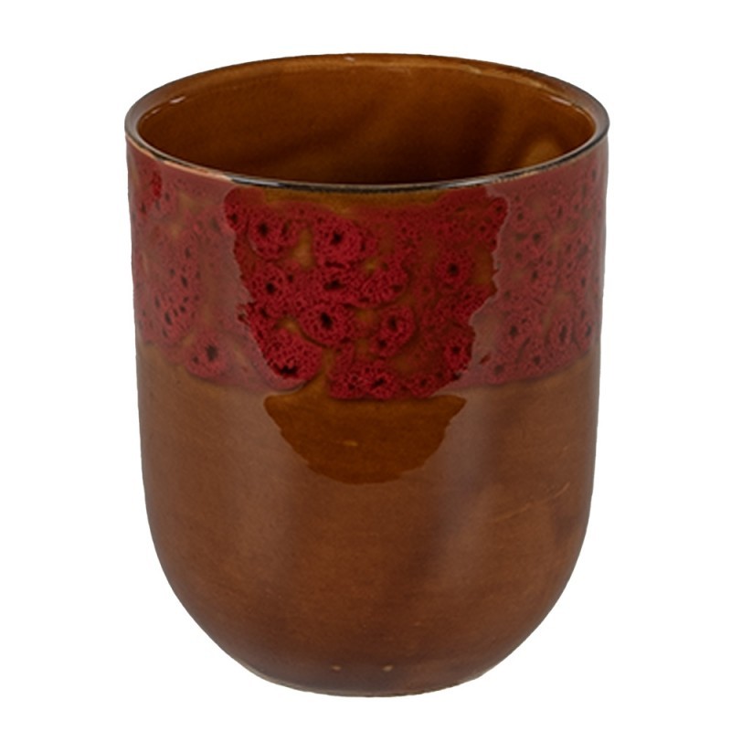 Hnědočervený keramický kalíšek na čaj - ∅ 7*8 cm / 0,15L Clayre & Eef
