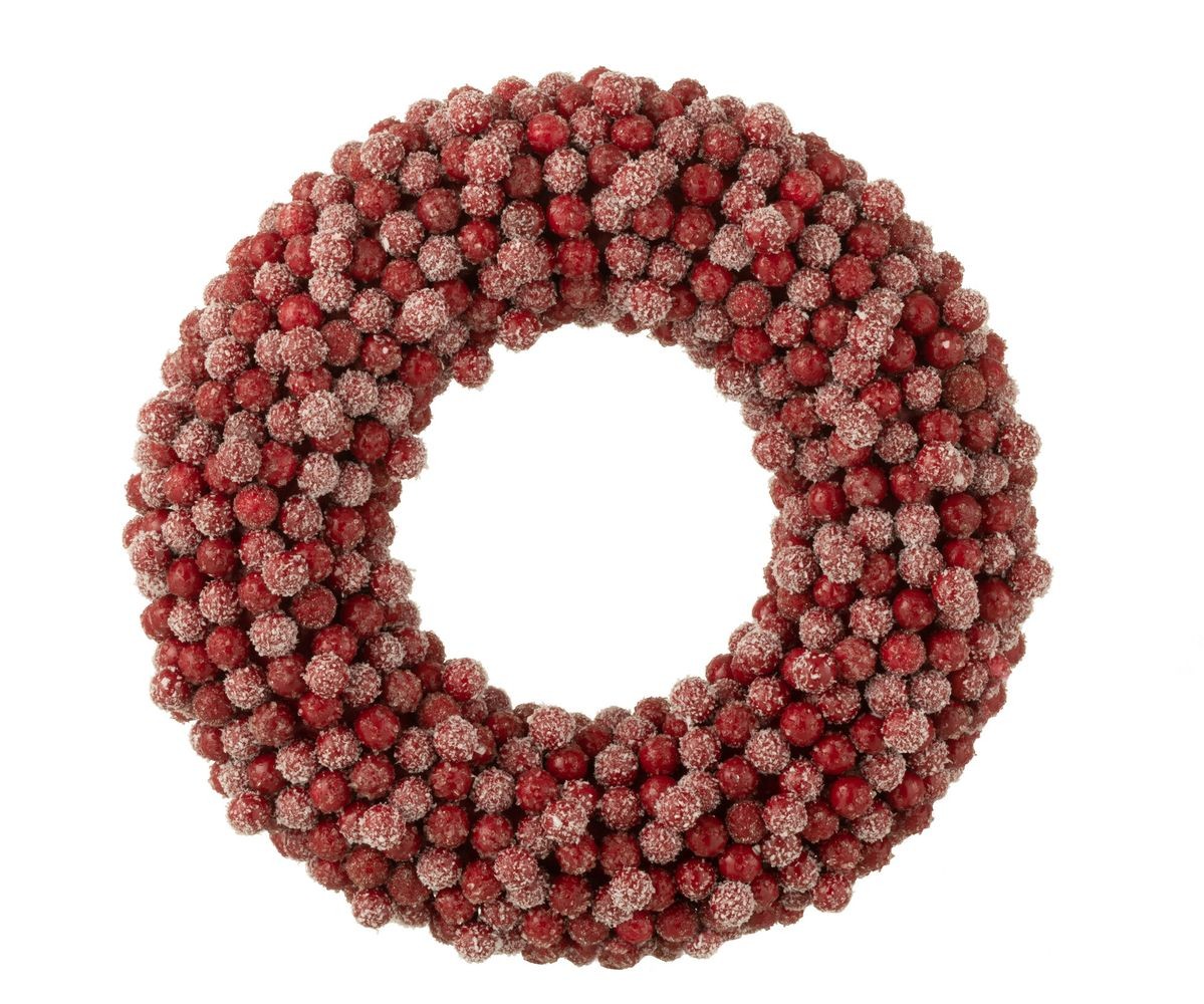 Levně Dekorativní věnec z červených bobulí Berries - 35*6*35cm 36908