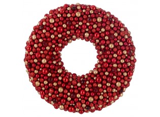 Červeno-zlatý dekorativní věnec z malých ozdob Balls - 50*9*50cm