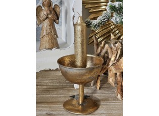 Set 4ks zlatá metalická svíčka Crown gold XL - Ø 3*15 cm 