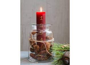 Červená adventní svíčka s čísly 1- 4 Advent Candle - Ø 5*20cm / 48h