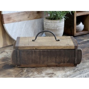 Dřevěná přírodní retro bedýnka s víkem Brick old - 30*14*10 cm