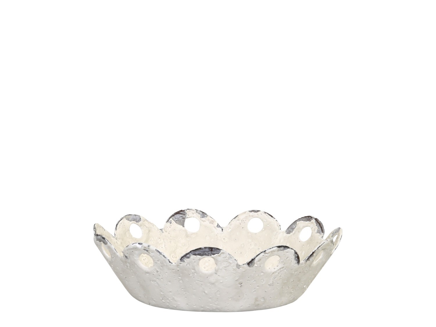 Krémový antik kovový svícen Lace edge - Ø 9*3cm
