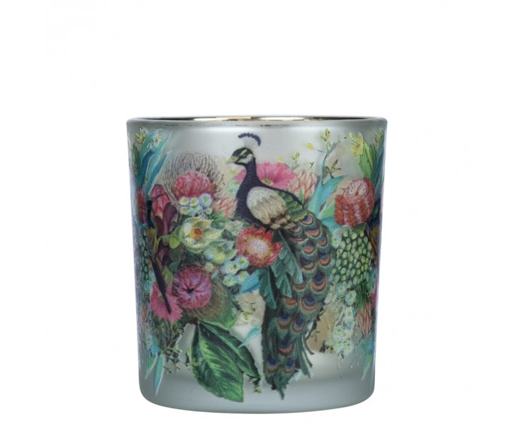Skleněný svícen s pávy Peacock S - 7*7*8cm