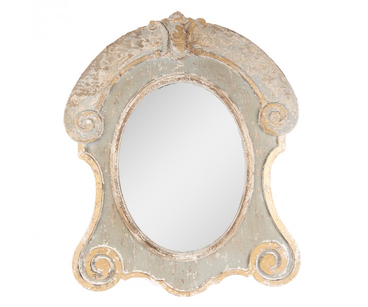 Nástěnné dřevěné vintage zrcadlo French s patinou - 69*3*84 cm