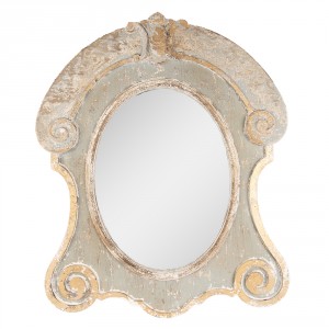 Nástěnné dřevěné vintage zrcadlo French s patinou - 69*3*84 cm