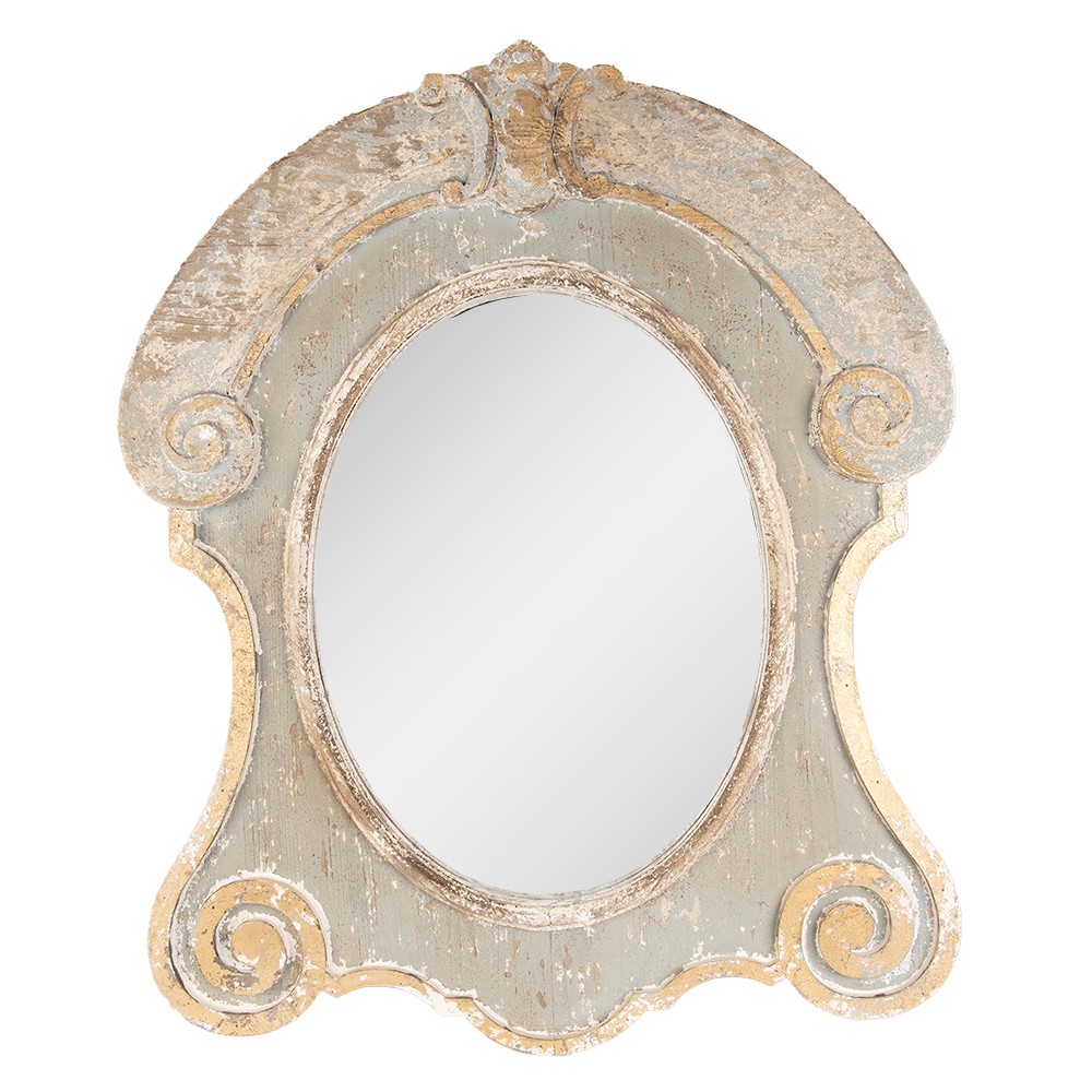 Nástěnné dřevěné vintage zrcadlo French s patinou - 69*3*84 cm 52S266